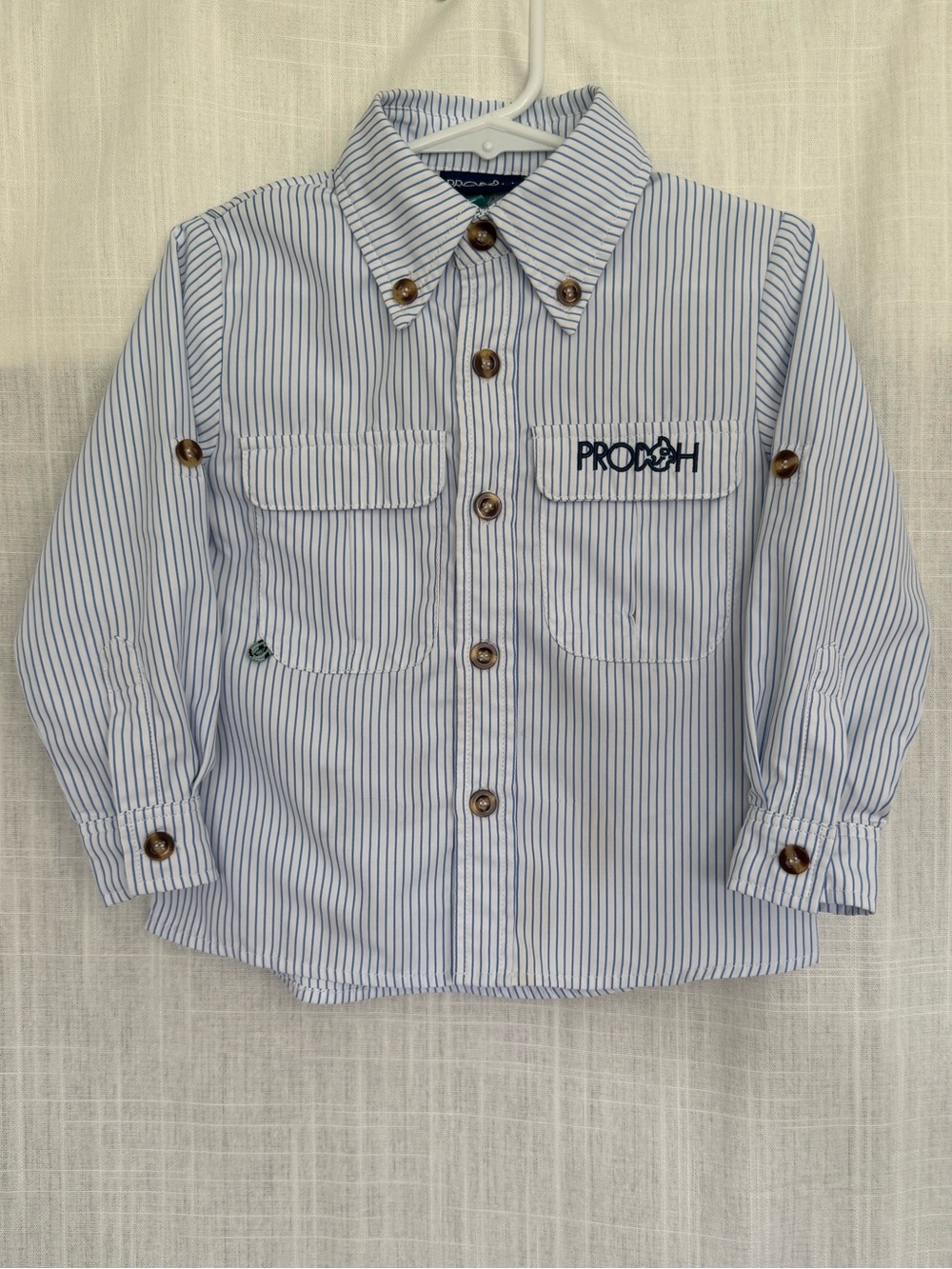 Prodoh Long Sleeve Classic Kids Fishing Shirt Blue & White Striped Size 2T
